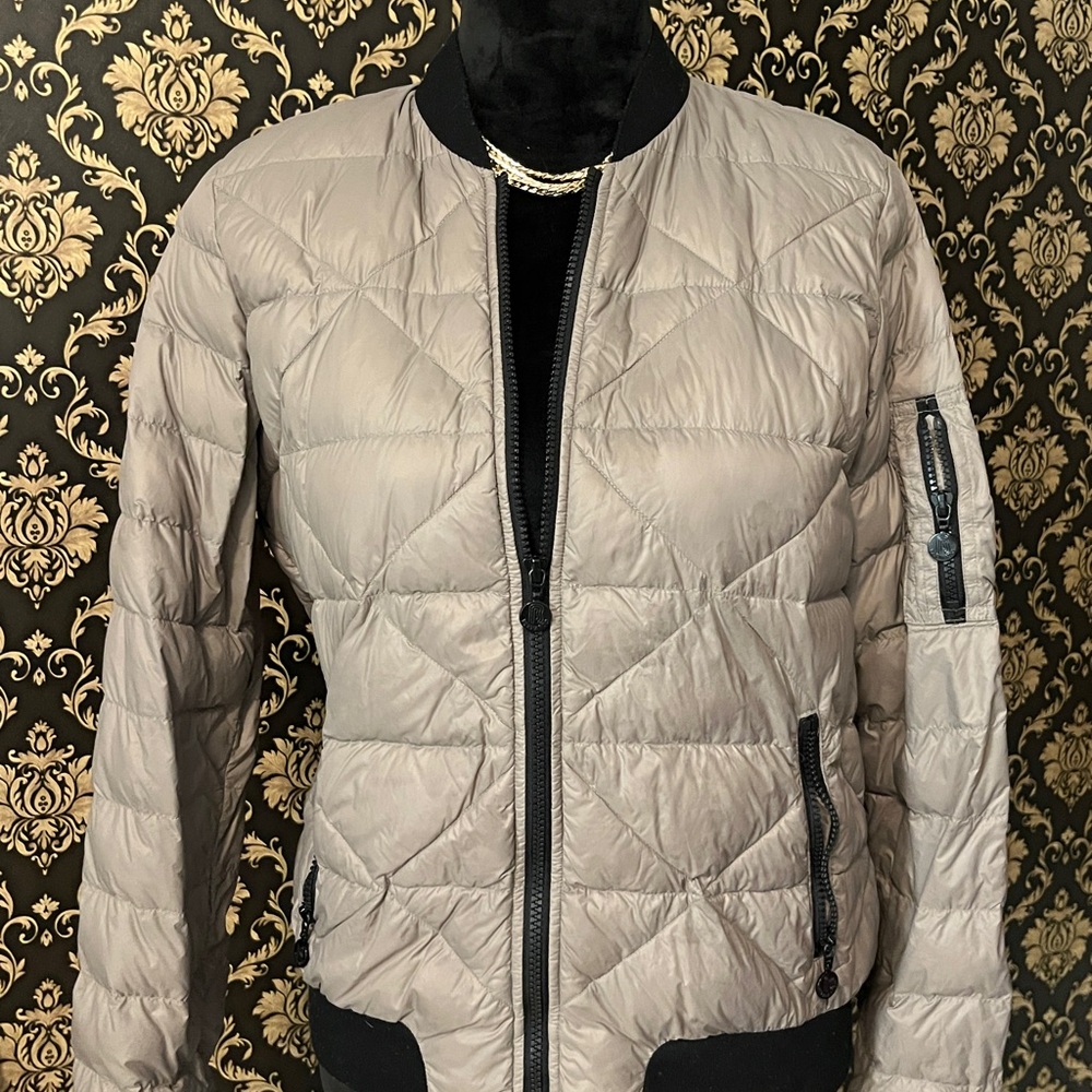 Bernardo Taupe Quilted Bomber Jacket